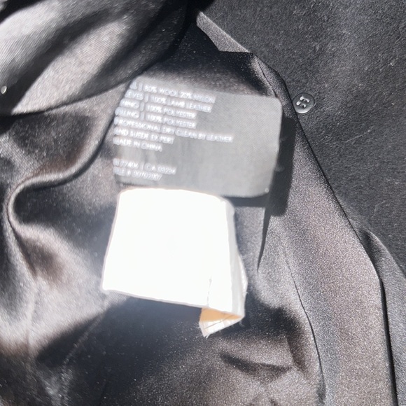 Club Monaco Carolina Italian Wool Pea Coat Lamb Leather sleeves Black size XS - Picture 13 of 13